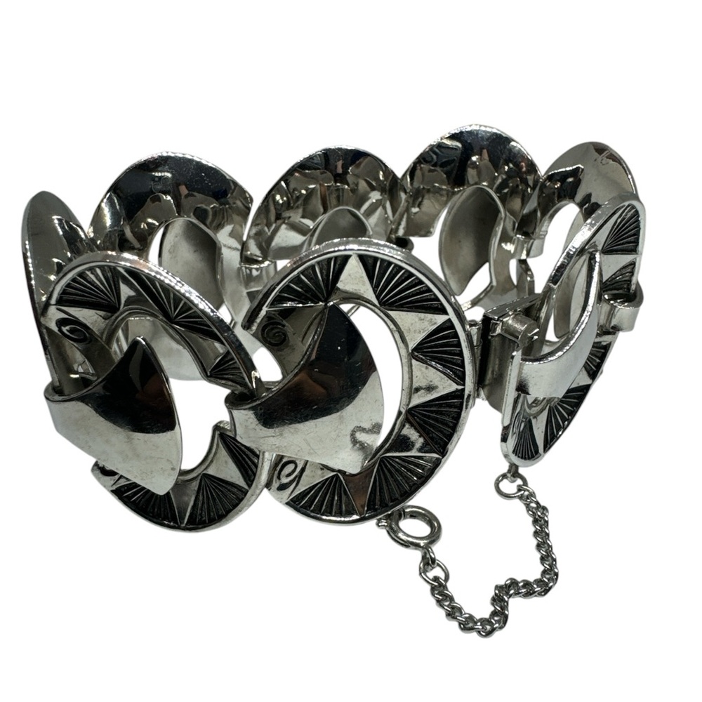 Vintage Bracelet modernist by Marino Silver Tone MCM